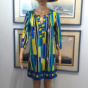BCBGMAXAZRIA Mini Dress/Tunic Blue and Emerald Color Dress Size Small